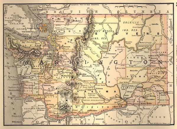1888 map of Washington