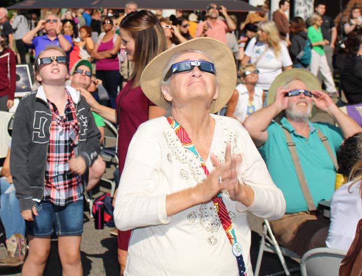 People view the eclipse.