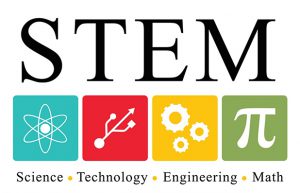 STEM Logo with icons for Science Technology Engineering and Math