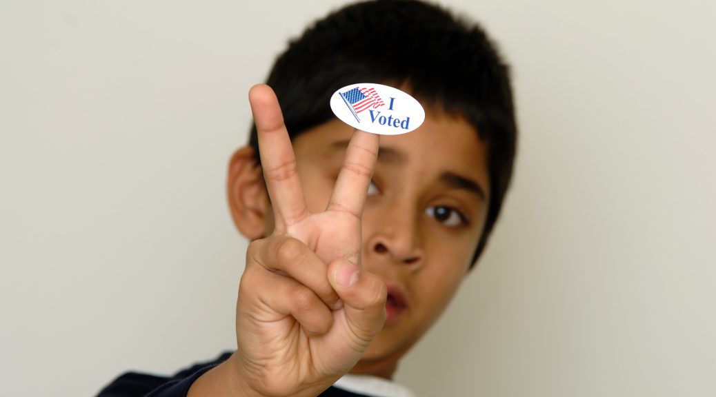 Student with I Voted sticker