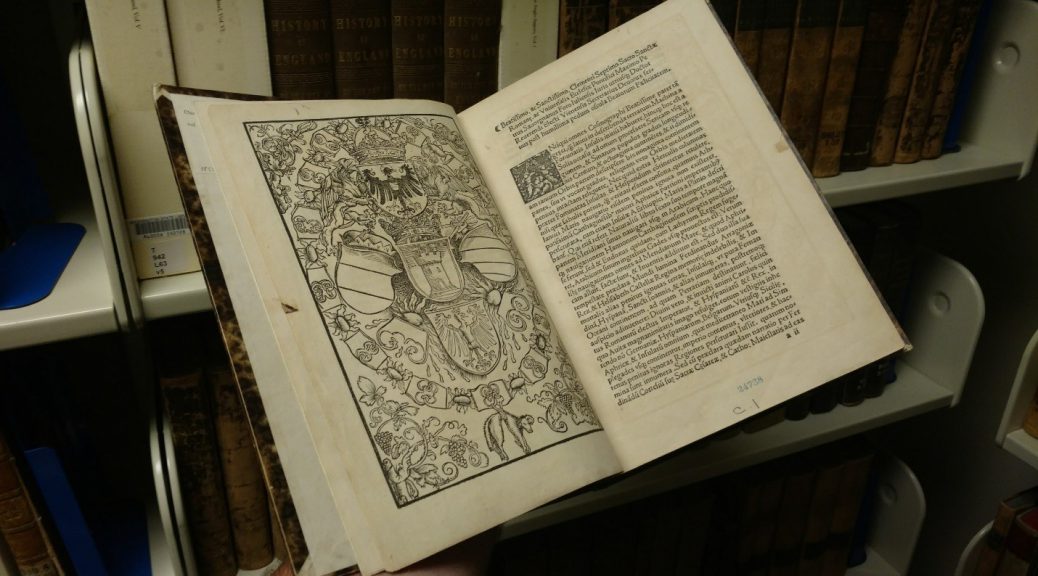 WSL Territorial Copy of Praeclara, showing the Crest of Charles V and opening lines