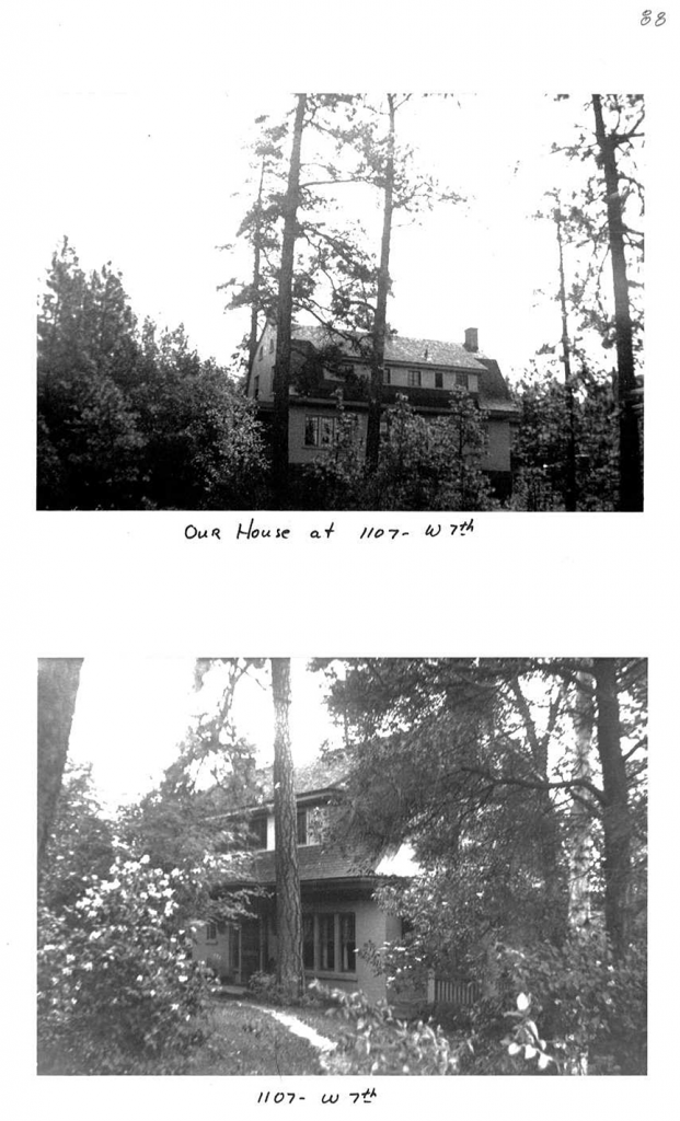Scrapbook page of photos of Thrailkill family home in Spokane.