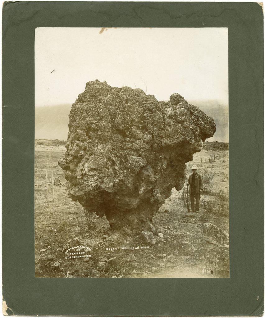 Balancing Head Rock, Klickitat County, Wash., circa 1900-1901 (Courtesy of the Klickitat County Historical Society, Presby Museum)