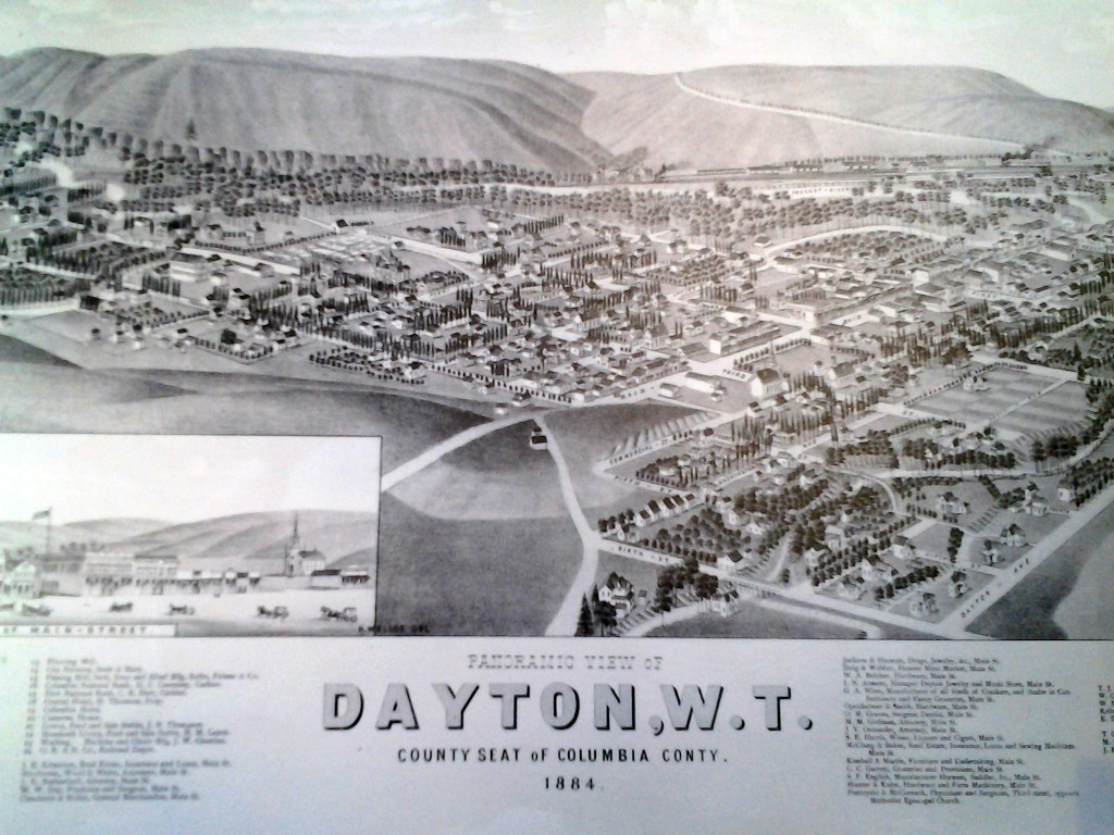 A map of Dayton, WA in 1884