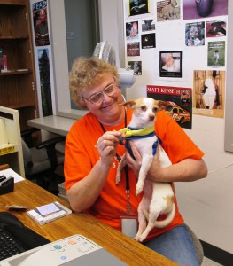 Jeannie with puppy at SCCC Library