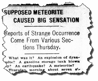 Supposed Meteorite caused big sensation