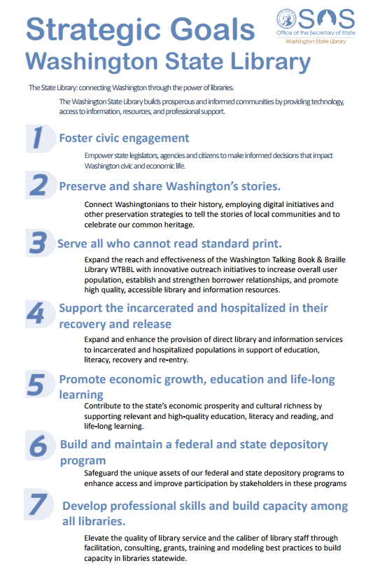 Picture of the Strategic Goals of the Washington State Library